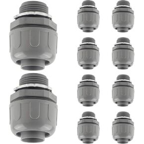 | ¾ Inch Non-Metallic Liquid Tight Conduit Connectors, 180 Degrees (Straight), Flexible PVC Electrical Conduit Fittings, UL Certified (100)
