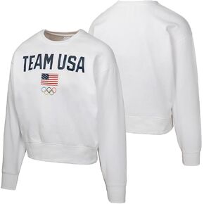 Outerstuff Team USA American Flag & 5 Rings Logo Women's Pullover Crew Neck Fleece