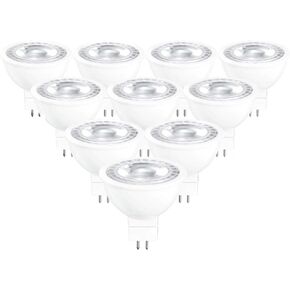 MR16 LED Bulb 5000K Daylight 12V GU5.3 Bipin Base Non-Dimmable 50W Equivalent Halogen Bulbs 5W LED Replacement for Landscape Track Lighting 10-Pack