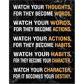 MEGA FORMAT Watch Your Thoughts Wall Art - Positive Thinking Posters, Motivational Poster, Inspirational Wall Art Posters, Motivational Room Décor 11"x14" Inches