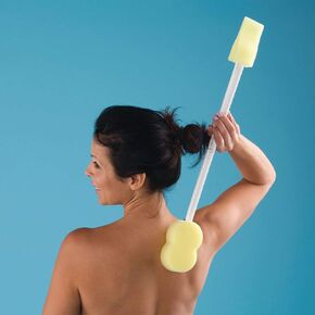 Sammons Preston Bath Sponge & Toe Washer Combo, Easy-To-Grip, Easy-To-Use, Lightweight Double Cleaner, All in One Tool for Sanitizing Your Feet With One End & The Rest of Your Body With the Other End