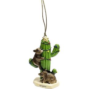 Baby Javelina's with Saguaro Cactus Southwest Christmas Holiday Resin Ornament - Arizona Namedrop