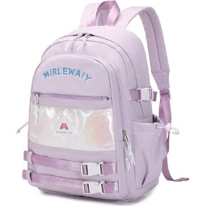 MIRLEWAIY Backpack For School Girls Travel work Bookbag Daypack 16inch Water-resistent Casual Bags, Purple
