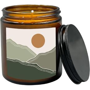 شمعة معطرة من HIWX Boho Sun Mountain، شموع بوهو بوهيمية هدايا للنساء والأصدقاء والبنات وزملاء العمل، شموع الصويا الخضراء المريمية للمنزل المعطرة، اللافندر، نجيل الهند، خشب الصندل المعطرة 8oz