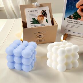 2PCS Bubble Candle, Cube Soy Wax Bubble Candles, Handcrafted Natural Scented Aesthetic Bubble Candle Set for Home Bedroom Decor, Birthday Mothers Day Gifts