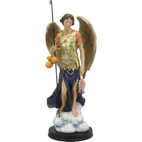 Ebros Large Catholic Church Archangel Raphael with Staff and Healing Oil Statue 14" Tall Saint Rafael God's Healing and Restoration Decorative Altar Figurine