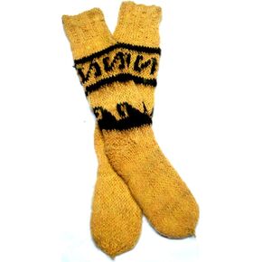 جوارب Gamboa Alpaca جوارب الألبكة للشتاء الدافئ - للجنسين - أصفر مع تصميمات الأنديز in Kuwait