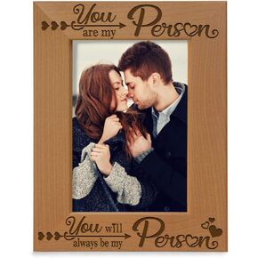 KATE POSH - You are my Person You will always be my Person Engraved Natural Wood Picture Frame - Anniversary, Weddings, Husband, Wife, Boyfriend, Girlfriend, Gifts for Couples in Love (5x7-Vertical)