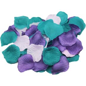 900 Pack Purple Lavender Teal Mixed Mermaid Party Supplies Silk Rose Flower Petals Wedding Table Confetti Girl Baby Shower Birthday Bridal Shower Party Garden Aisle Decoration