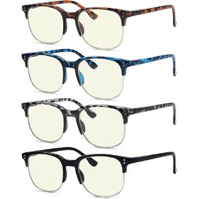 Eyekepper Reading Glasses Women Men 4-Pack Design Semi-rim Readers Eyeglasses +2.50