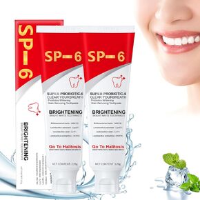 Sp-6 Ultra Whitening Toothpaste, Super Probiotic SP-6 Toothpaste, Probiotic Brightening Toothpaste, Deep Cleaning Care Toothpaste (2PCS)