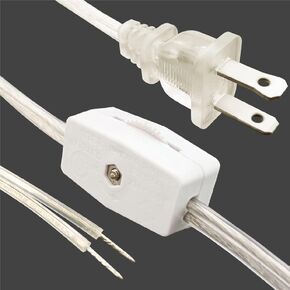 Upgrade Lamp Plug Wire, Lamp Cord, 1-Knob Switch,1-Polarity Plug, Transparent, by NADUOXRK