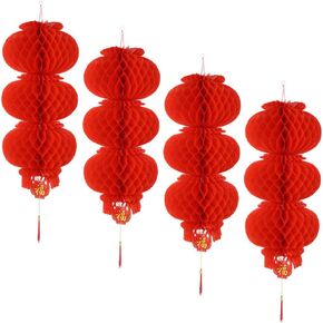 4String 12PCS 6Inch Palace Lantern Red Chinese New Year Decorations for Party Wedding Supplies Spring Festival Mid-Autumn Moon Festival Decorations Waterproof Party Room Garden Ornaments (Small)