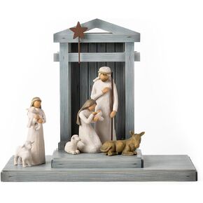 Willow Tree Nativity Deluxe: Starter Figures plus Crèche, 7-piece set