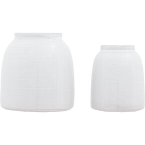 Creative Co-Op White Terracotta Vases (Set of Sizes)