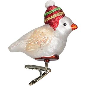 Old World Christmas Red Hat Snowbird Glass Blown Ornament for Christmas Tree
