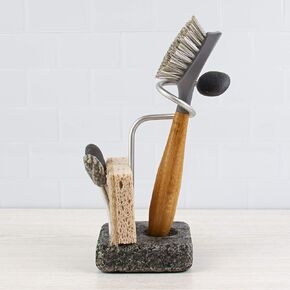 Splash Sponge and Brush Holder - Easy to Use One-Handed Grab - Modern Compact Kitchen Design - Made in USA