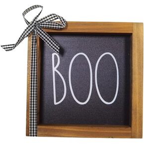 Boo Sign, Halloween Wooden Signs Boo Table Decorations Halloween Home Decor Indoor Tiered Tray Decor Bathroom Farmhouse Desk Decor Inside Decorative Signage (Hallowween-BOO)