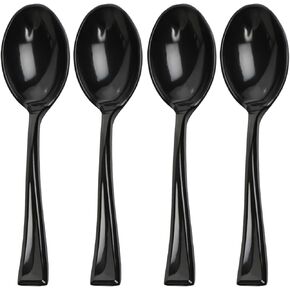 Maryland Black Tiny Tasters Mini Spoons - 3.75" (Pack of 50) - Premium BPA-Free Plastic Appetizer Spoons - Perfect for Chic Tasting Parties, Elegant Hors d'oeuvres & More!