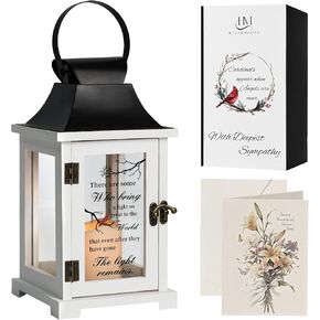 Memorial Lantern, Bereavement Sympathy Gifts for Loss of Loved One Mother Father, Bereavement Gifts Thoughtful Funeral Gifts in Memory of Loved One with LED Candle