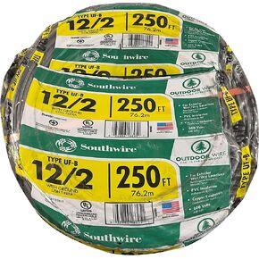 Southwire 13055955 250' 12-2 UFW/G Wire, Gray, 250 Feet