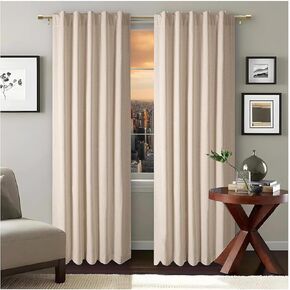 Window Panels Curtain in Cotton/Linen Fabric 50x96 Linen, Set of 2,Farmhouse Curtain, Tab Top Curtains, Room Darkening Drapes, Curtains for Bedroom, Curtains for Living Room, Curtains