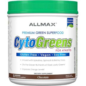 ALLMAX CYTOGREENS, Chocolate - 1.5 lbs - Supports Performance, Recovery & Energy - with Spirulina, Chlorella, Spinach, Barley Grass & Green Tea - 60 Servings