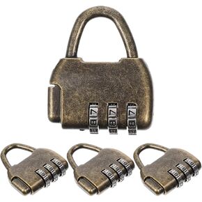 jojofuny 4pcs Mini Vintage Password Padlock Metal Antique Combination Lock Retro Lock for Home Archaize Style Lock for Storage Box Jewelry Box