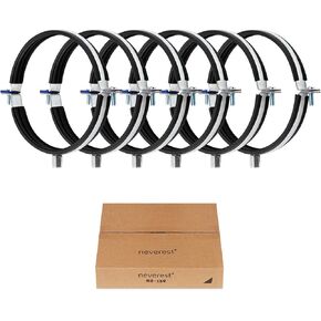 neverest® RS 6 Inch Pipe Hangers and Supports 6 Pcs with Rubber Seal Steel Stove Pipe Holder Combination Thread M8/10 Metal Round Pipe Clamps