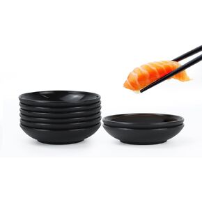 soy sauce plates 4 inch set of 8, soy sauce dish 1.5oz for side dishes dishwasher safe, unbreakable plastic sauce dish for sushi,dishes,sauce...Beige