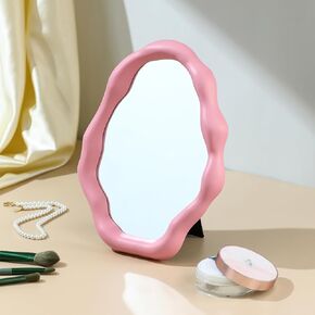 Polymorph Pattern Irregular Cloud Wall Mirror,Tabletop Vanity Mirror- Perfect for Room Decorative, Jewelry Storage and Desk Countertop Dressing Makeup Mirror (Pink, Cloud)