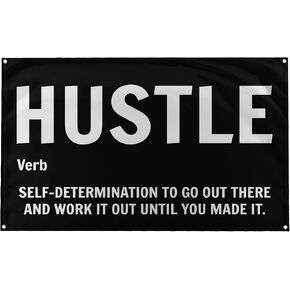 Banger - Hustle Definition Capitalism Entrepreneur Motivational Inspirational Office Gym Dorm Wall Decor Design on a 3X5 Feet Flag with 4 Grommets for Easy Hanging. Authentic BANGER FLAG