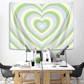 Uokiuki Retro Hippie Tapestry Cute Heart Tapestry 60s 70s Groovy Tapestry Aesthetic Y2K Tapestry Wall Hanging for Studio Room Bedroom Living Room Dorm 60 X 40 Inch Orange