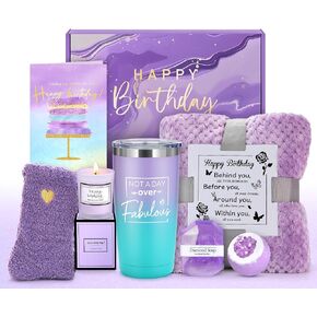 Birthday Gifts for Women Happy Birthday Purple Gifts for Women Birthday Unique Gift Baskets for Women Birthday Gift Sets for Women Birthday Box for Woman Friendship Mom Sister Best Friend Female Her