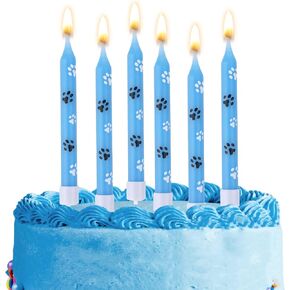 12pcs شمعة عيد ميلاد طباعة مخلب، الكلب مخلب طباعة تحت عنوان شموع عيد ميلاد الأزرق مخلب كب كيك كعكة توبر مخلب طباعة شمعة للحيوانات الأليفة لوازم عيد ميلاد الطفل دش جرو القط حزب الزينة