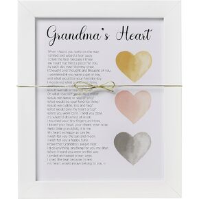 Grandma's Heart Poem Frame with Unique Keepsake Letter Kit-Sentimental Gift to or from an Excited New Grandma to Express Her Love for New Grandchild/Grandson/Granddaughter -Made in USA (Contemporary)