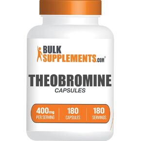 BulkSupplements.com Theobromine Capsules - Theobromine Supplement, Nootropic Supplement, Theobromine 400mg - Brain & Energy Support - Gluten Free, 1 Capsule per Serving, 180 Capsules