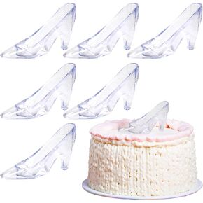 أحذية سندريلا الزجاجية الصغيرة لتزيين أحذية سندريلا - تماثيل أحذية عالية الكعب - 6 أحذية أميرات بلاستيكية شفافة - ديكور حفلات زفاف سندريلا، وحفلات الزفاف، وحفلات التخرج، وديكور حفلات الأميرة in Kuwait