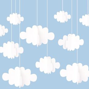 Heliltd 16pcs 3D Cloud Decorations White Hanging Clouds Felt Fake Cloud Ornaments 3size Hanging Clouds from Ceiling Artificial Clouds Wall Decor for Children Room Clouds Decor Set for Nursery Bedroom