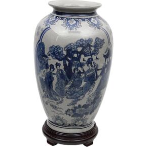 مزهرية ريد لانترن BW-VASE1-BWFL تونغ تشي، أزرق وأبيض