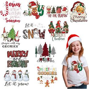 12 Sheets Christmas Heat Transfers Vinyl,Christmas Iron On Transfers for T-Shirts,Christmas HTV Vinyl Iron on Decals for Clothes Pillow Hoodie DIY Crafts