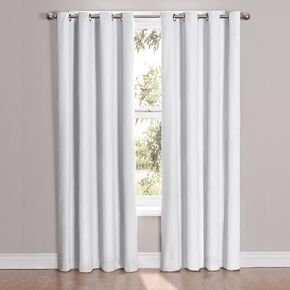 ECLIPSE Cassidy Thermal Insulated Single Panel Grommet Top Darkening Curtains for Living Room, 52 in x 108 in, White