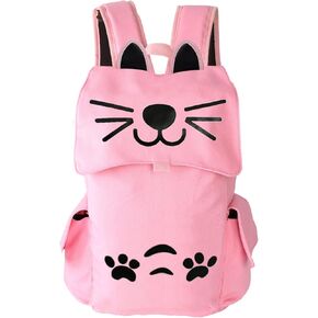 Larswon Girls Backpack, Kids Backpacks Bag for Teen Girls Cute Cat Backpack Kawaii Backpack Kitten Backpack Gray