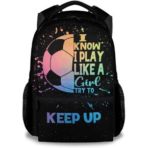 UNIKITTY Kids Backpack for Girls, Soccer Backpack for Elementary Middle School, 17" School Backpack for Teen, Black Cute Large Capacity Bookbag with Adjustable Straps