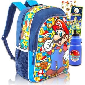 - Nintendo - Super Mario Backpack for Boys 4-6 Set - Bundle with 16" Mario Backpack Plus Water Bottle, Stickers, More | Mario Backpack for Kids