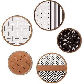 CAKIROTS 5 Pieces Boho Wall Decor Wooden Aztec Sign Boho Farmhouse Decor Boho Wall Art Prints on Vintage Wood Signs for Bedroom Living Room Office Decorative