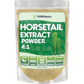 XPRS Nutra Horsetail Extract Powder for Hair, Nail, and Bone Growth - High Potency Horsetail Root Powder - High Silica Content for Maximum Results - Vegan Friendly Horstail Extract (4 oz)