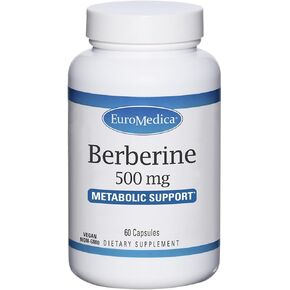 Euromedica Berberine 500 mg - 60 Capsules - Indian Barberry - Metabolic Support - Non-GMO, Vegan - 60 Servings
