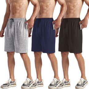 ZH Men's Athletic Shorts with Pockets and Adjustable Elastic Waistband - Quick-Dry Activewear