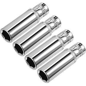 uxcell 4 Pcs 1/4 Inch Drive 10mm 6-Point Deep Socket, Metric, Cr-V